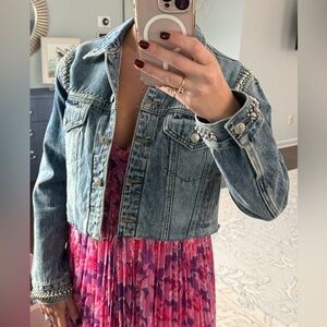 Forever 21 Jean Jacket with Silver Beading Small